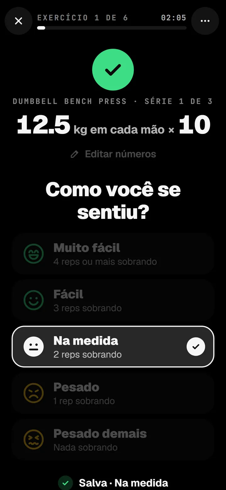 The same n1 screen, How did that feel, in Português (Brasil).